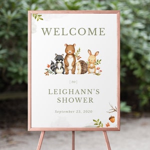 Woodland Baby Shower Welcome Sign, Welcome Sign, Baby Shower Sign, Woodland Animals Baby Shower, Baby Shower, Printable Sign, Woodland, 18