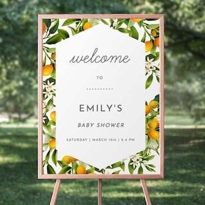 Cutie Baby Shower Sign, Oranges, Cutie Baby Shower Sign, Baby Shower, Editable Sign Download, 123