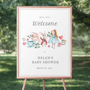 Editable Alice in Wonderland Sign Printable Welcome Sign Tea Party, Party Sign Alice in Wonderland Shower Sign, Digital Instant Download, 31