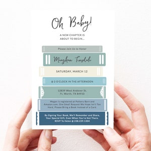 Storybook Baby Shower Invitation Boy, Book Themed Baby Shower Boy Invitation, Editable, Instant Download, Books Baby Shower Invitation, 129