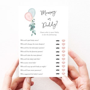 Boy Girl Twins Baby Shower Who Knows Mommy Best Game, Girl and Boy Twins Baby Shower Games Download, Editable, PDF, Instant Download, 147