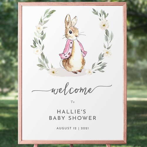 Peter Rabbit Gender Neutral Baby Shower Welcome Sign Editable - Etsy