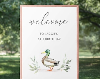 Duck Birthday Party Welcome Sign, Editable Duck Birthday Sign Printable, Instant Download, 183