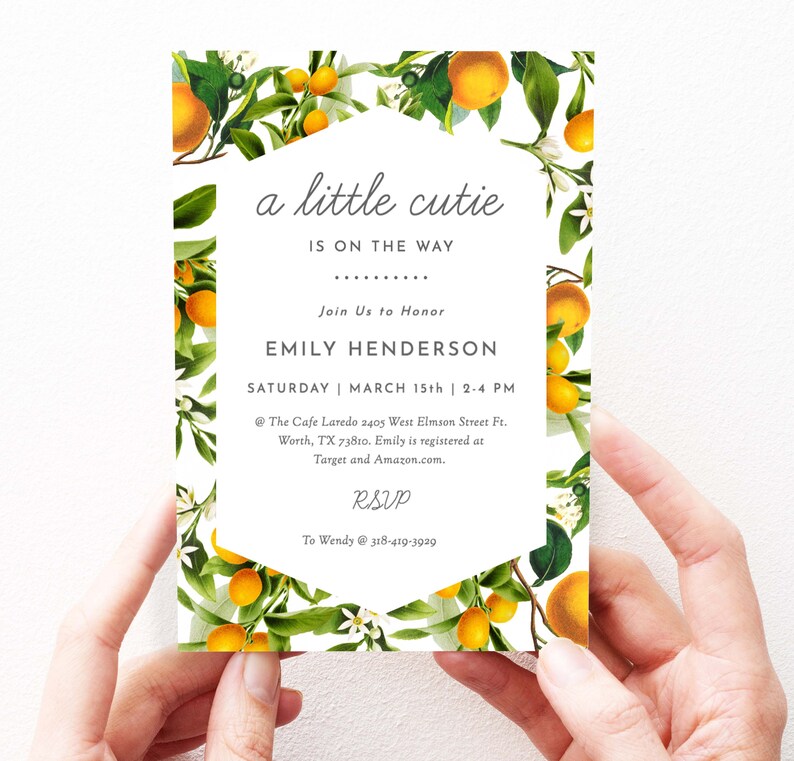 Little Cutie Baby Shower Invitation Oranges Baby Shower Etsy