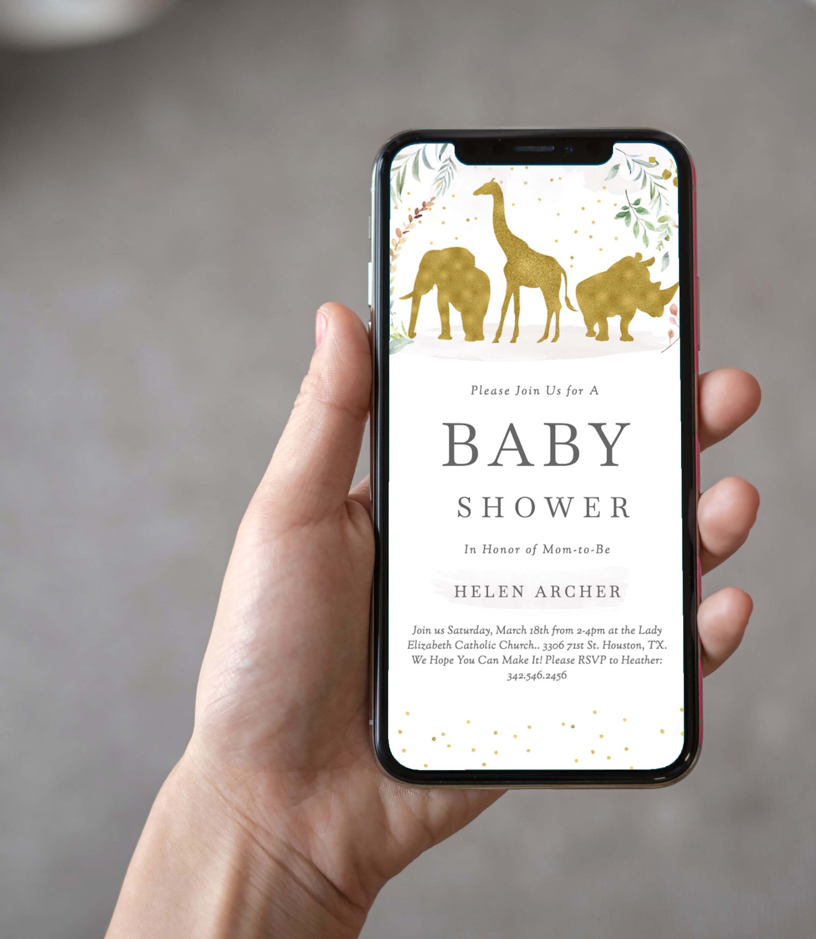 Safari Baby Shower E Invitation Gender Neutral Jungle Baby Etsy