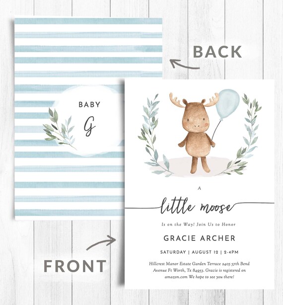 Moose baby shower store invitations