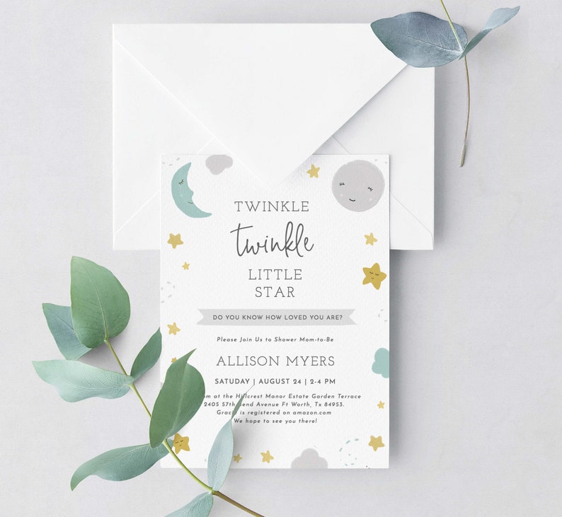 Twinkle Twinkle Little Star Baby Shower Invitation Stars and Etsy