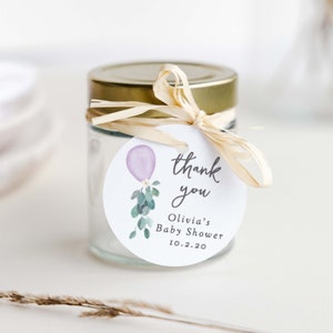 Purple Baby Shower Favor Tags, Lavender Baby Shower Round Favor Tag Template, Cute, Printable, Instant Download, 139