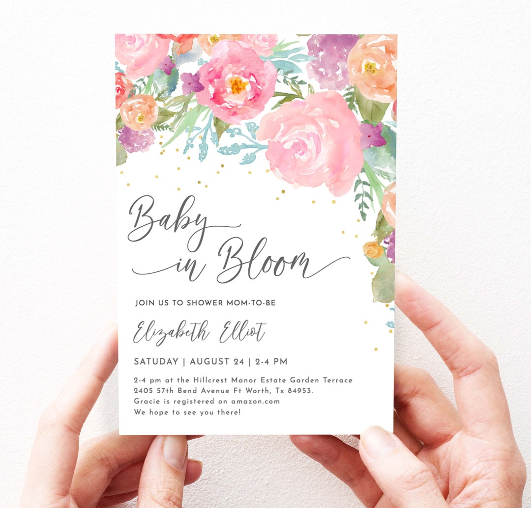 Spring Baby in Bloom Baby Shower Invitation Girl Spring Baby Etsy