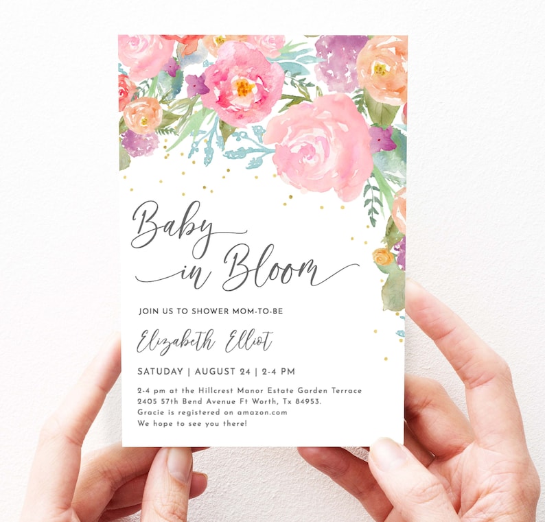 Spring Baby in Bloom Baby Shower Invitation Girl Spring Baby Etsy