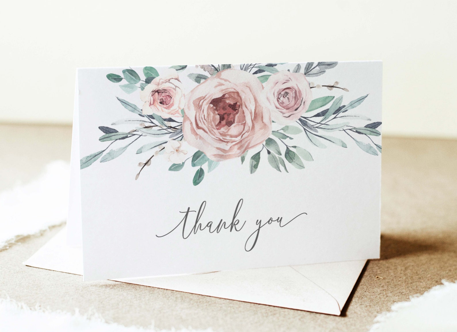 Boho Floral Thank You Card Printable Floral Thank You Note Instant ...