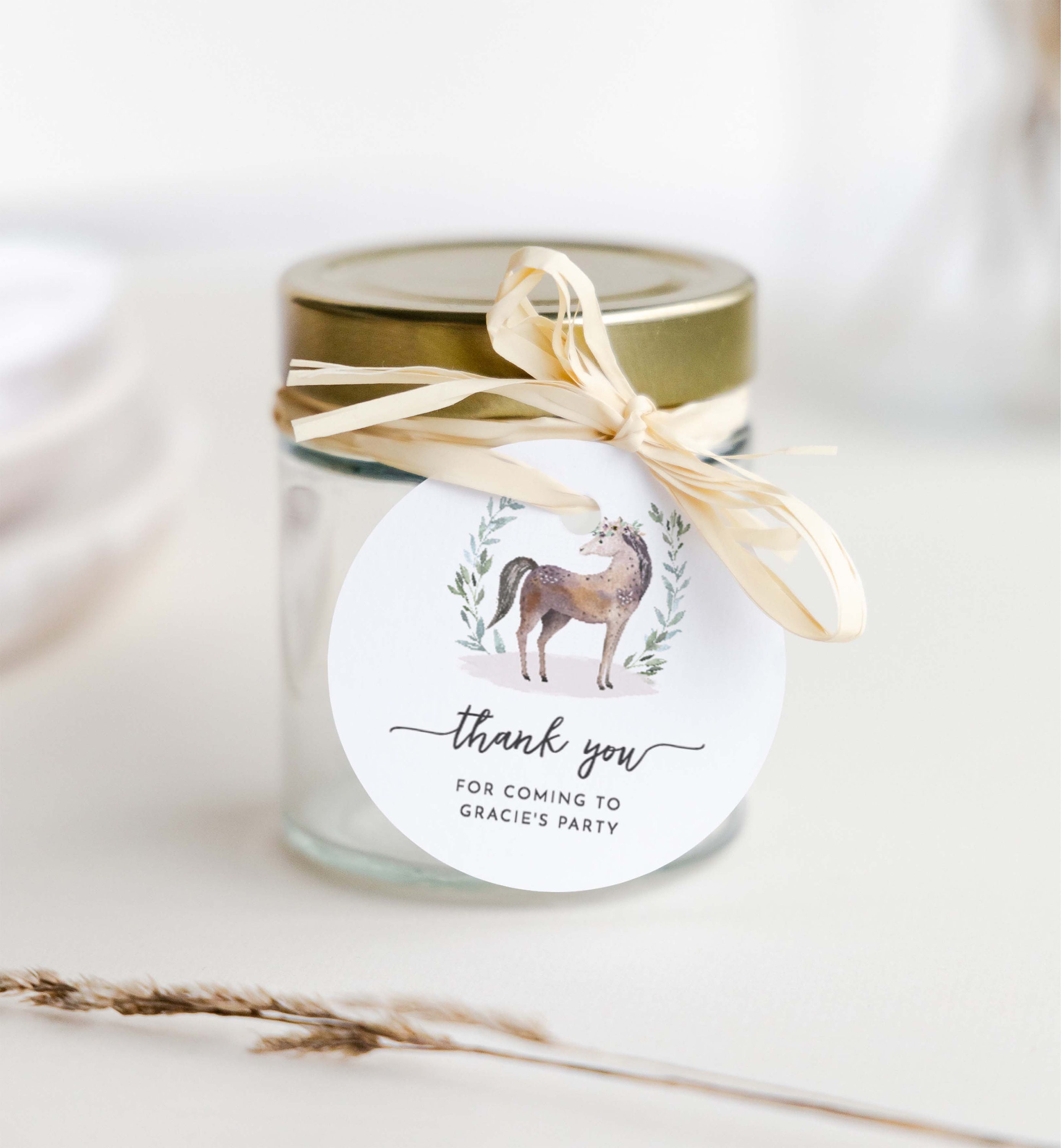 Editable Horse Birthday Party Favor Tags Horse Round Favor Etsy UK