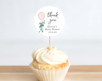 Editable Girl Baby Shower Cupcake Topper, Girl Baby Shower Cupcake Topper Template, Cute, Printable, Instant Download, 85