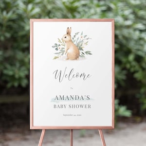 Editable Bunny Baby Shower Sign Printable Boy Baby Shower Sign Bunny, Customizable Sign Instant Download, 91