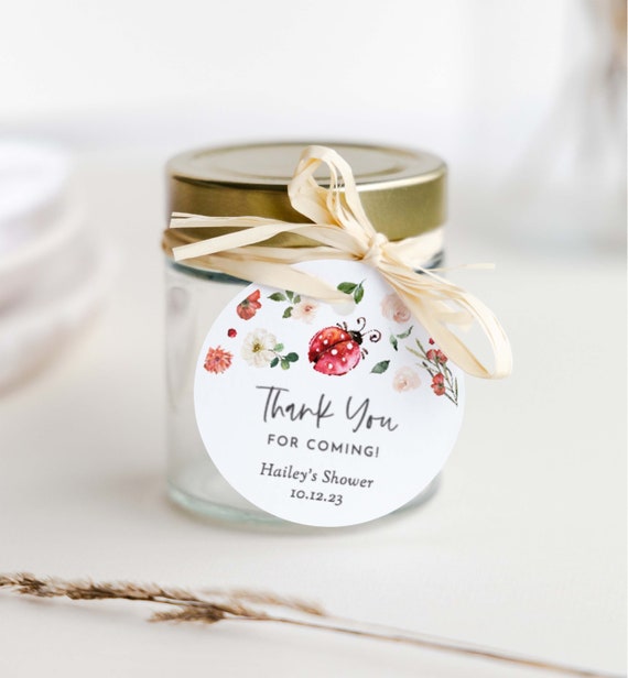 Darling Souvenir 100 Etichette Rettangolari Personalizzate Per Baby Shower - "Thank You For Popping" - Bianco 4,5x4,5 Cm