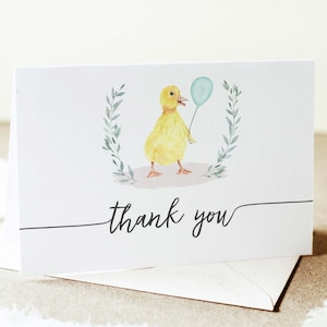 Duck dank u kaart afdrukbaar, Duck verjaardagsfeestje dank u opmerking Instant Download, Duck dank u kaart PDF, 204