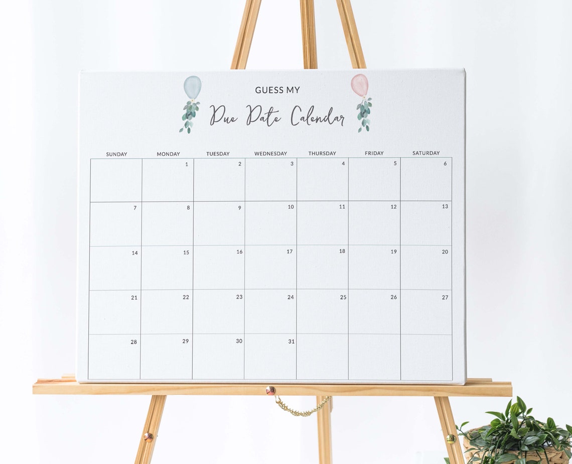 Editable Baby Due Date Calendar Game Twins Baby Shower Game Etsy