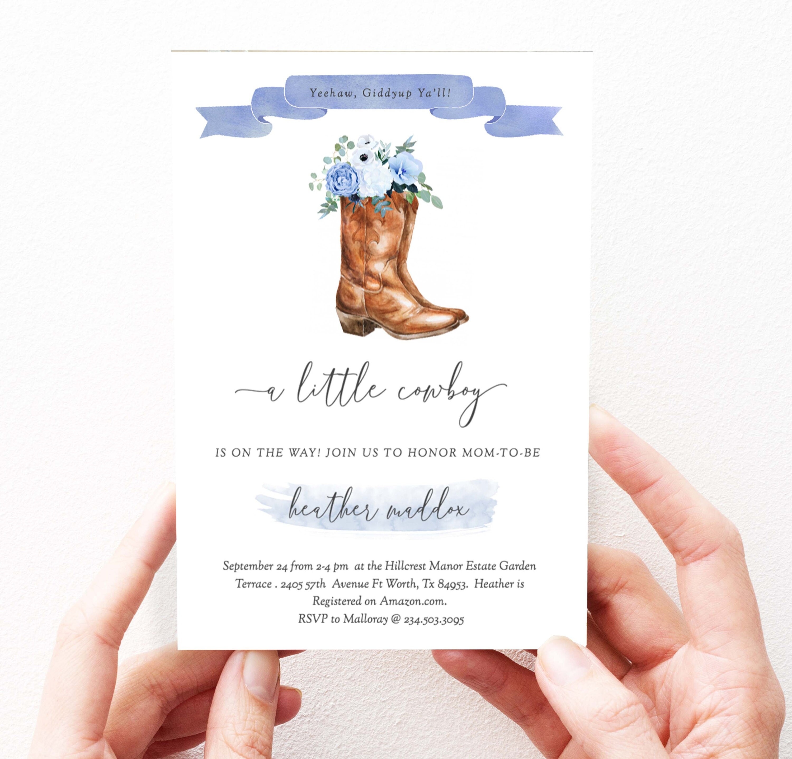 Cowboy Baby Shower Invitation Cowboy Baby Shower Invite Digital Instant Download Template Editable Little Cowboy 184