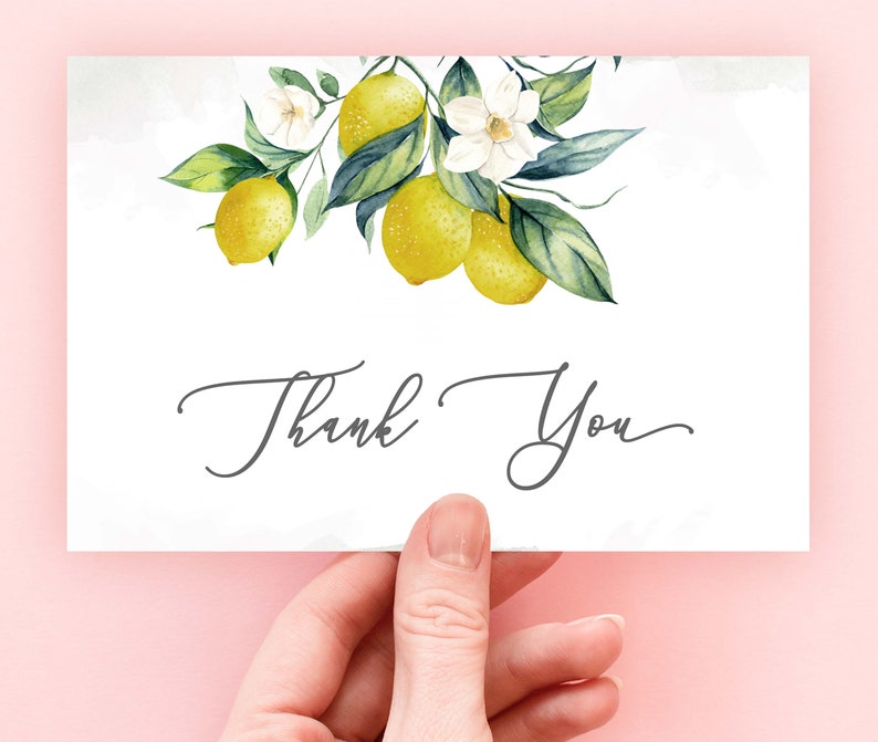 Lemon Thank You Card Lemon Bridal Shower Thank You Card Etsy