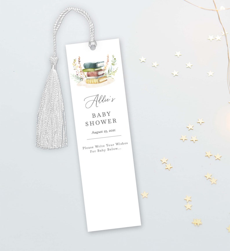 Book Themed Baby Shower Bookmark Template Printable Bookmark Etsy