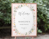 Wildflower Shower Welcome Sign Printable, Editable Party Sign Download Floral Sign, Floral Baby Shower Sign Editable Template, 56