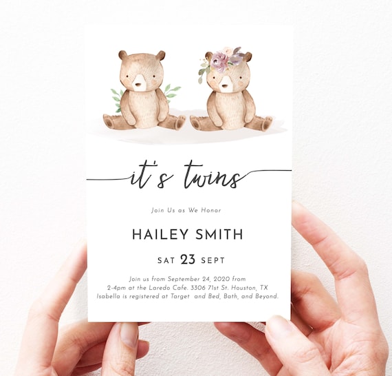 Baby shower invitation for twins boy and girl online