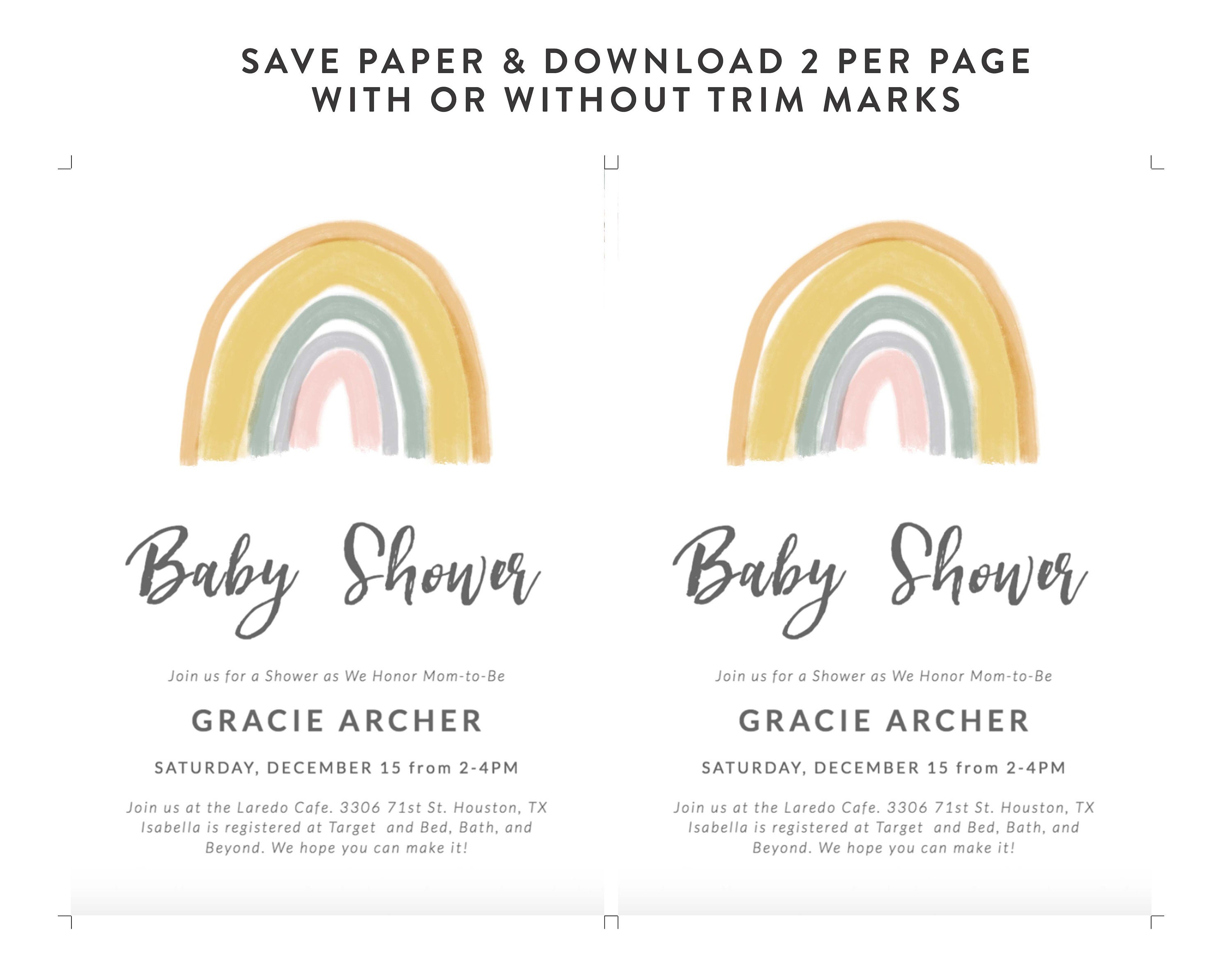 Rainbow Baby Shower Invitation Printable Rainbow Baby Shower | Etsy