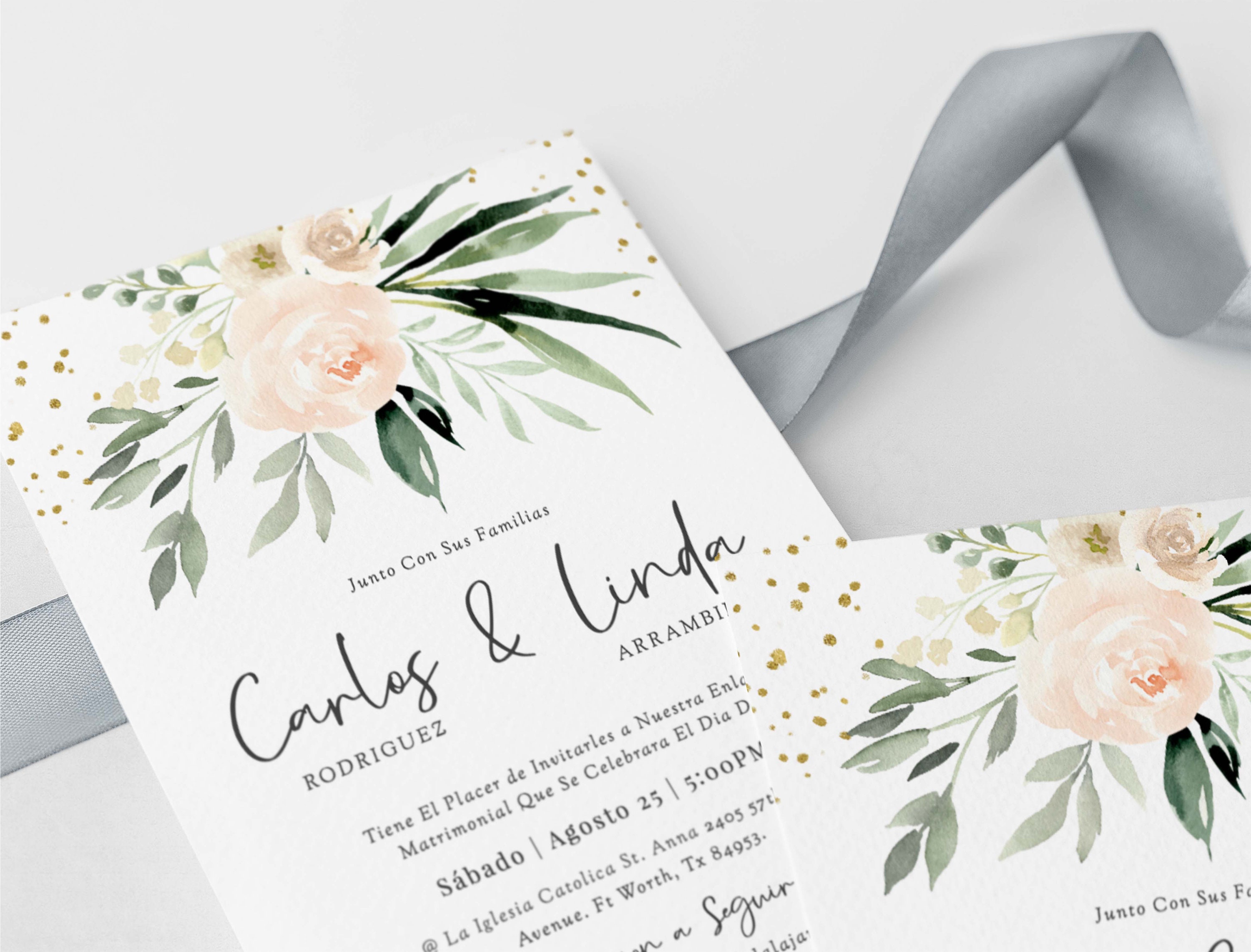 Invitaciones De Boda Español, Invitaciones De Boda Plantilla Digital ...