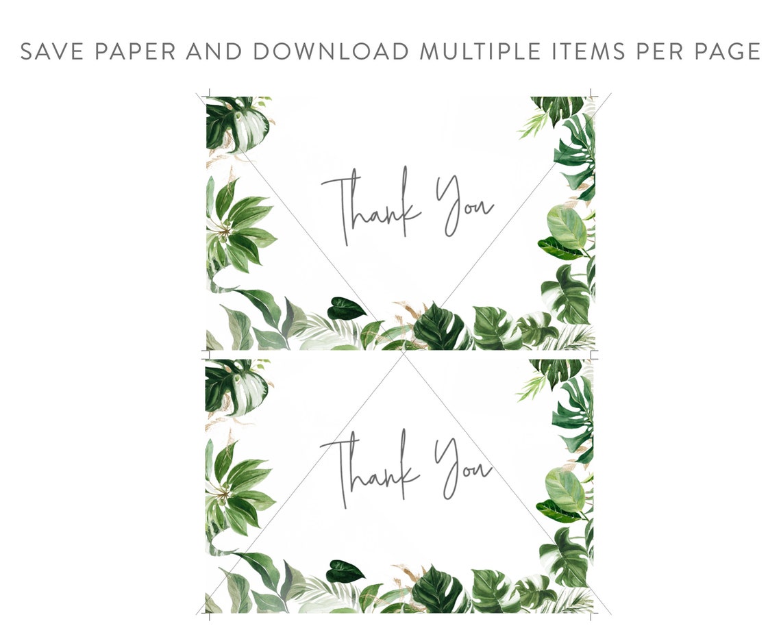 Tropical Baby Shower Thank You Card Printable Tropical Thank Etsy