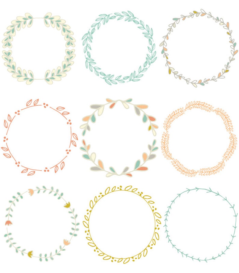 Hand Drawn Laurel Wreath Clip Art Images Vector and  Etsy