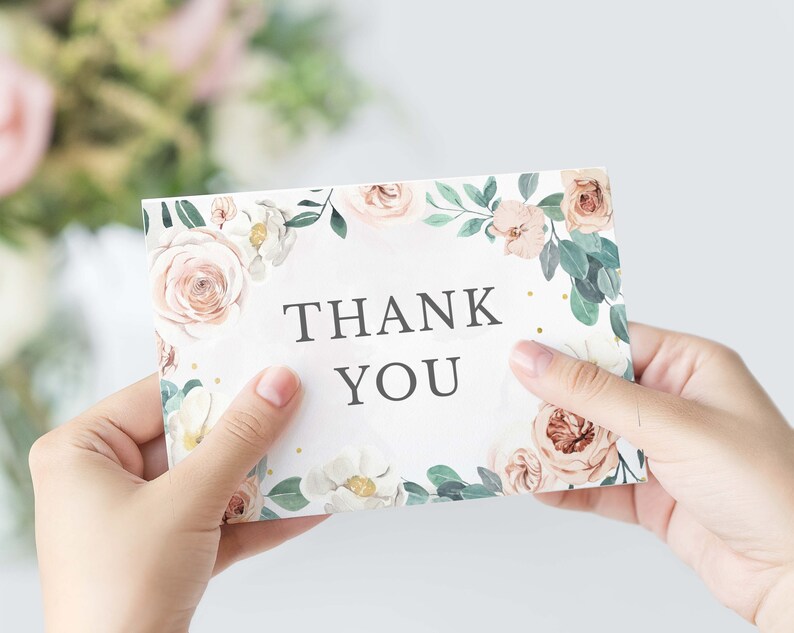 Boho Floral Thank You Card Bridal Shower Thank You Card | Etsy