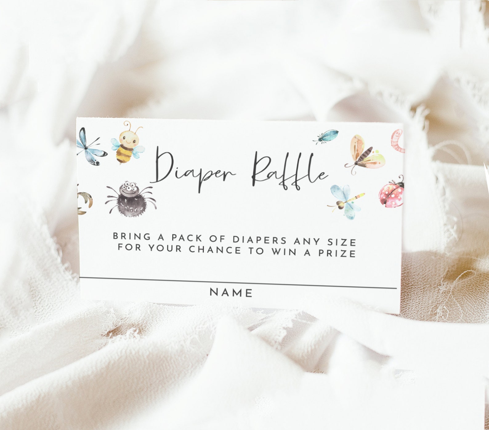 Bug Themed Baby Shower Boy Bring Diapers Card Printable Diaper Raffle ...