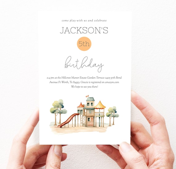 Playground Invitation Template, Playground Birthday Invitation, Playground Party Birthday Invite
