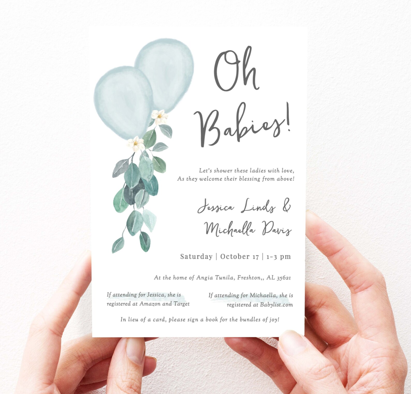 Joint Baby Shower Invitation Template Double Baby Shower Etsy