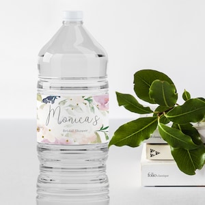 Wedding Shower Water Bottle Labels, Custom Water Bottle Labels for Baby Showers, Editable Water Bottle Labels, Instant Download, Portia