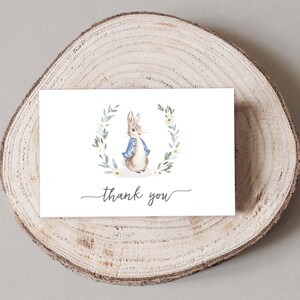 Rabbit Baby Shower Thank You Card, Boy Rabbit Thank You Note Printable ...