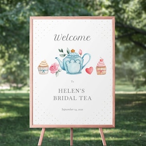 Printable Tea Party Sign, Bridal Shower Tea Party Welcome Sign, Editable Alice in Wonderland Sign, Digital Instant Download, 31