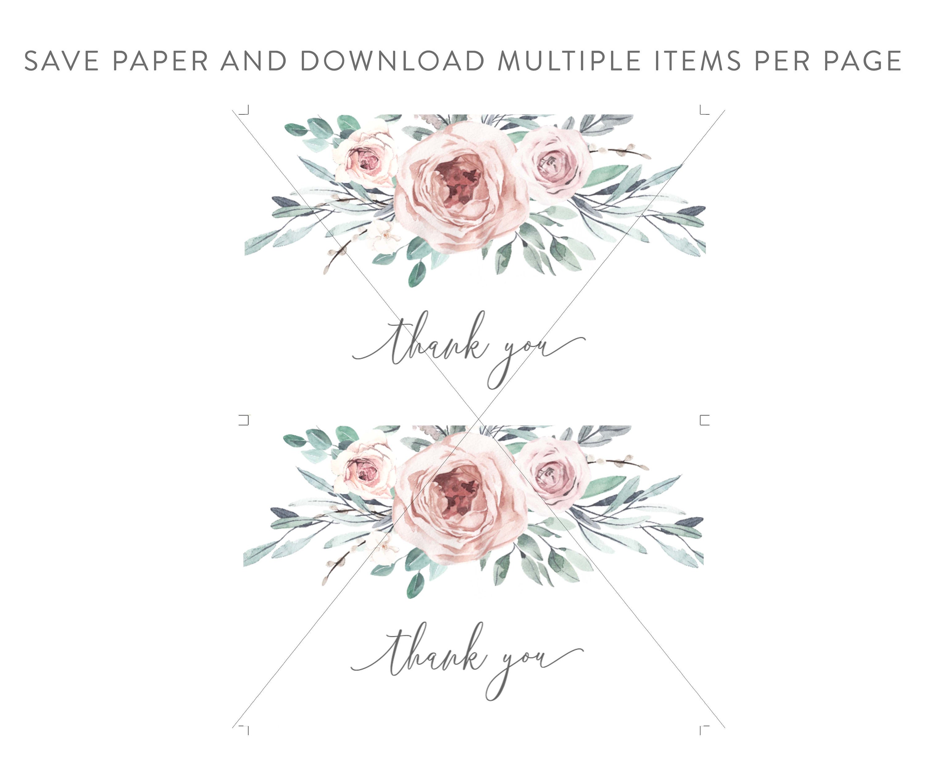 Boho Floral Thank You Card Printable Floral Thank You Note Instant ...