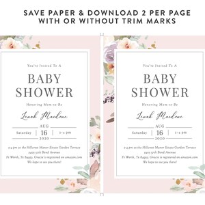 Floral Pastel Baby Shower Invitation Modern Baby Shower Invite Blush ...