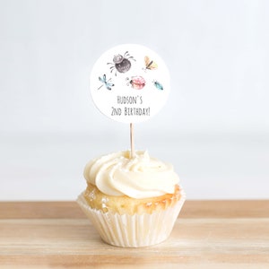 Bug Birthday Party Cupcake Topper, Bugs Birthday Cupcake Topper, Editable, Insect Birthday, Instant Download, 214