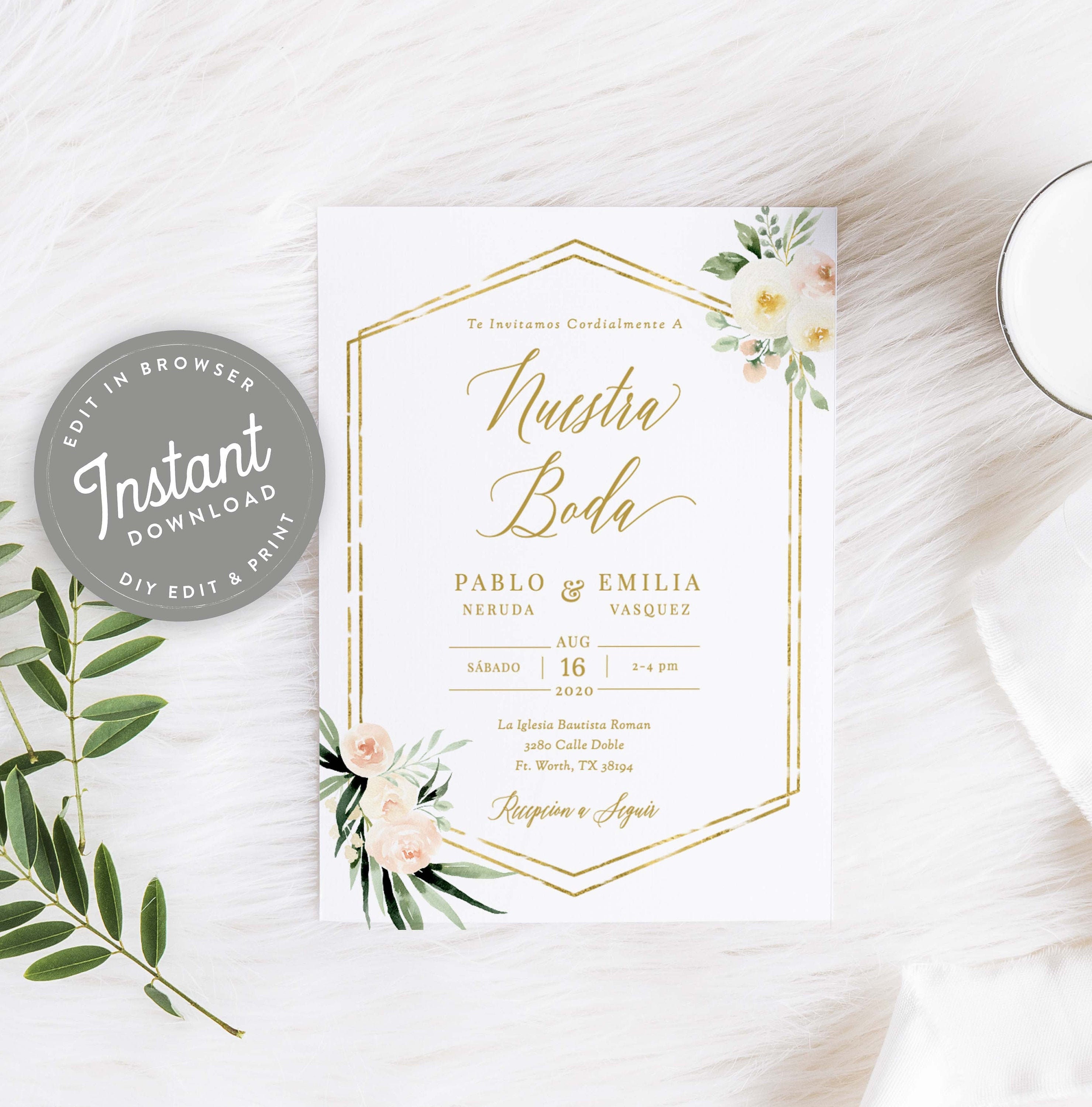 Invitaciones De Boda Digital Con Flores Blancos Nuestra Boda -