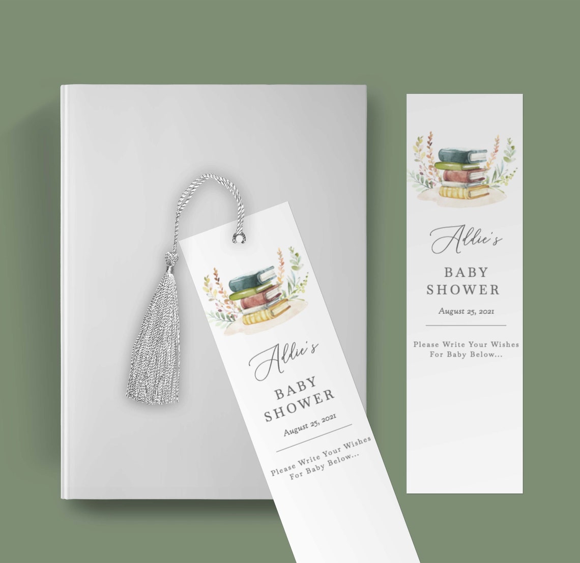 Book Themed Baby Shower Bookmark Template Printable Bookmark Etsy