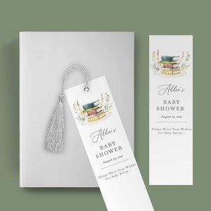 Book Themed Baby Shower Bookmark Template Printable Bookmark, Customize ...