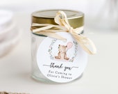 Bear Baby Shower Girl Favor Tags, Girl Bear Baby Shower Round Favor Tag Template, Cute, Printable, Instant Download, 144