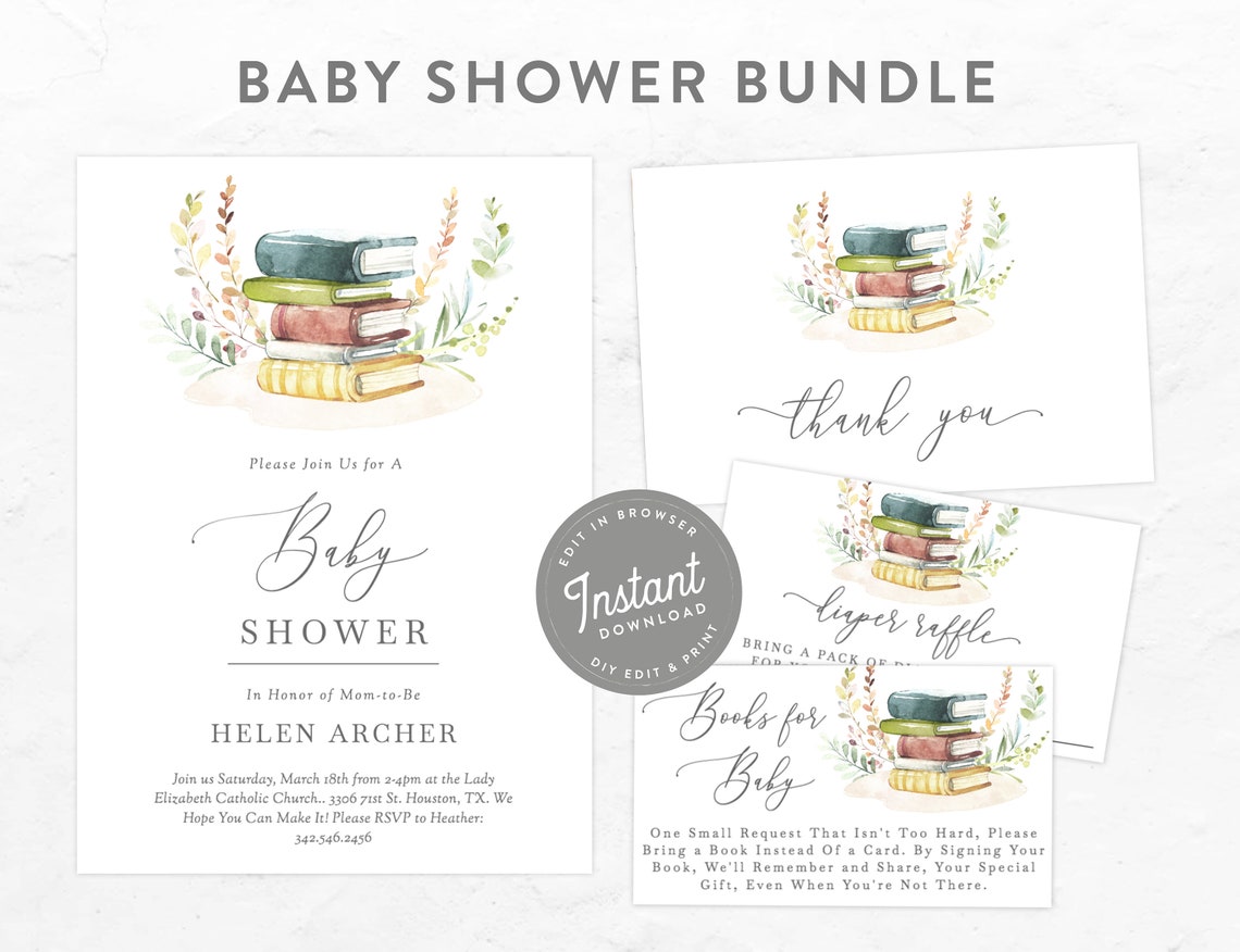 Book Themed Baby Shower Sign Download Printable Please | Etsy