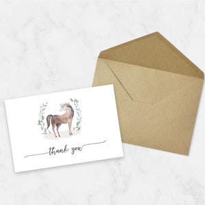 Horse Thank You Card, Horse Birthday Party Thank You Note Printable ...