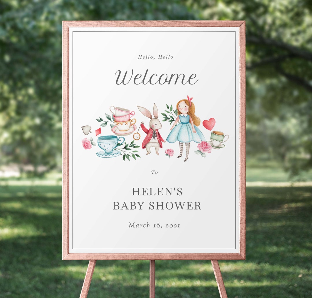 Alice Sign Editable Alice in Wonderland Sign Printable Welcome Sign Tea Party ...