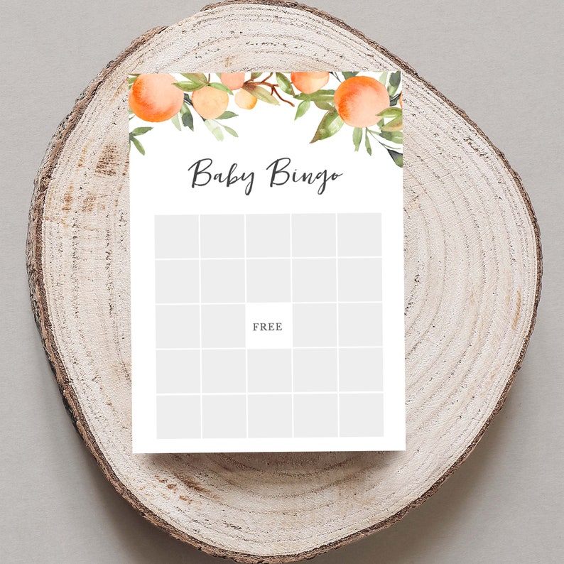 Little Cutie Shower Games Bingo Printable Baby Shower Game 145 Instant Download Editable Oranges Baby Shower Games