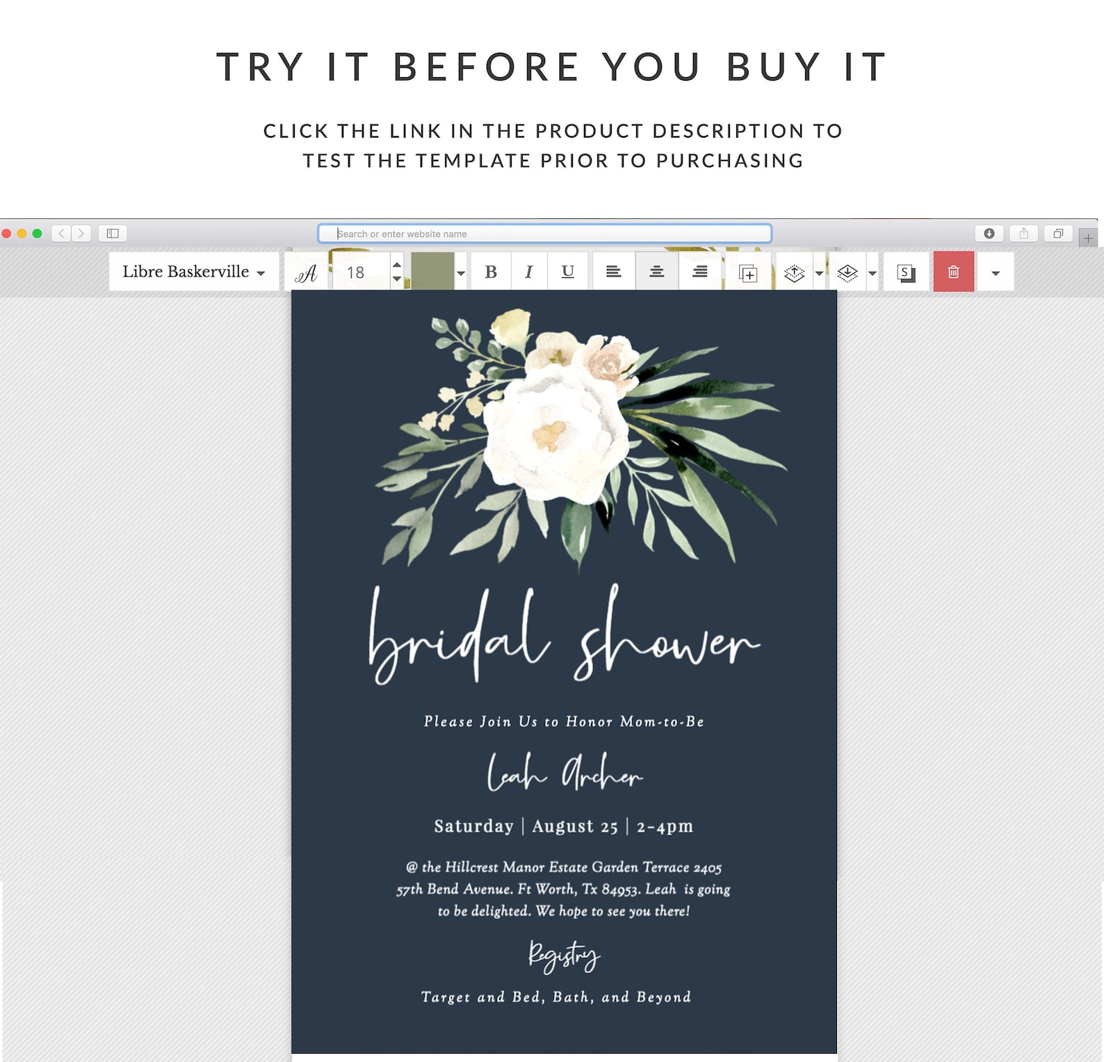 White Flowers Bridal Shower E Invite Wedding Shower E Etsy