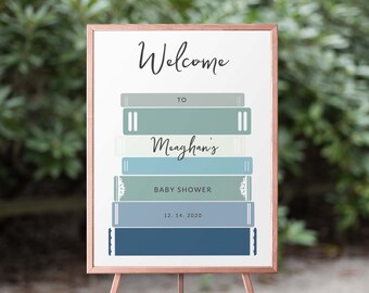 Storybook Baby Shower Sign Download, Editable Book Themed Baby Shower Sign Printable, Customizable Baby Shower Sign, 129
